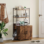 Cat Litter Box Enclosure with 2-Tier Storage Shelves