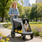 One-Click Folding 4-Wheel Jogger Wagon Stroller for Large Dogs with Storage Pockets