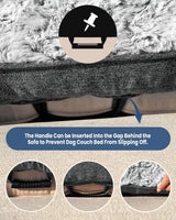 Calming Extra Large Plush Dog Bed, 45x37in, Grey