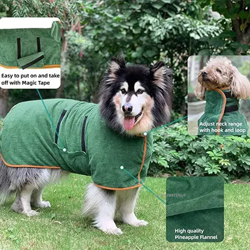Absorbent Dog Bathrobe — Quick-Drying Wrap for Small & Large Dogs