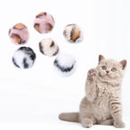 3-Pack Leopard Print Furry Chew Ball Cat Toys — Soft Interactive Teething Balls for Kittens