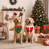 Christmas Santa Elf Bandana Bib for Dogs (Adjustable Triangle)