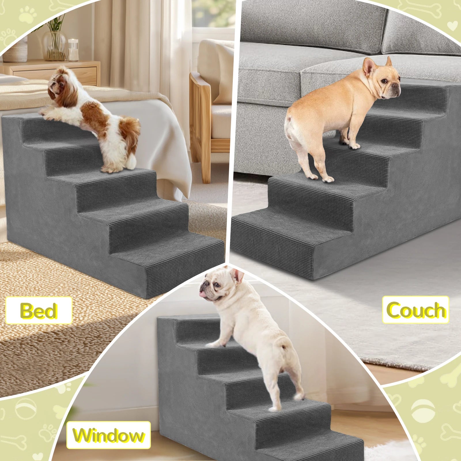 Non-Slip Foam Pet Stairs for Beds & Couches