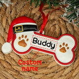 Custom Name Dog Paw Ornament (Personalized Bone Xmas Gift)