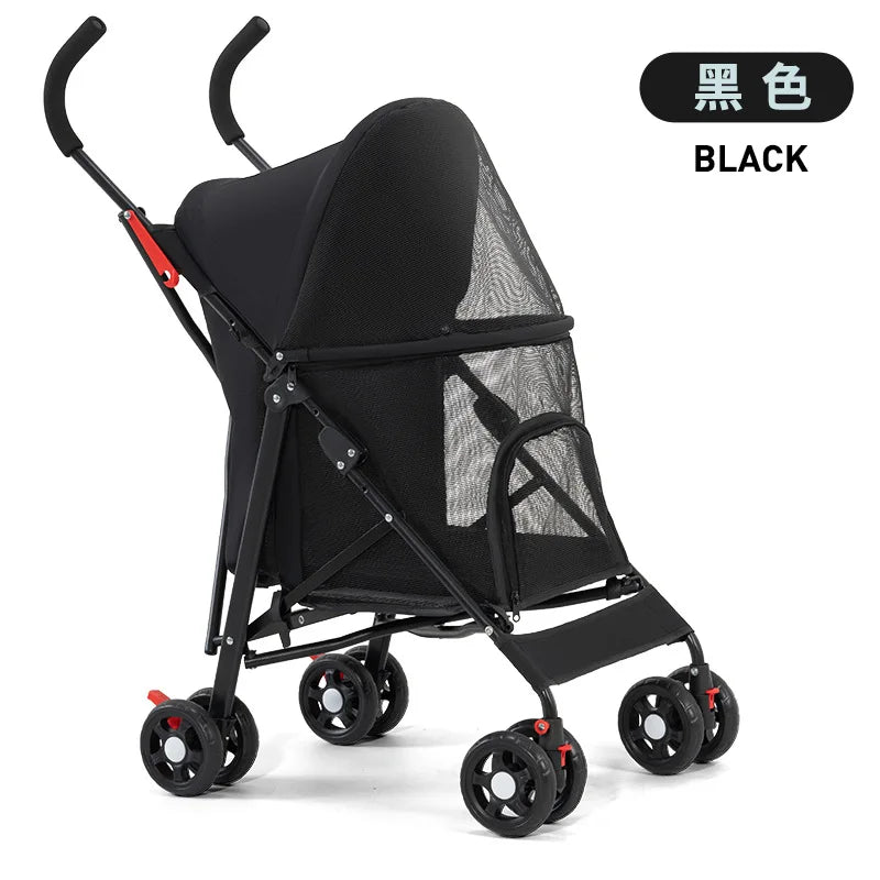 Cool Mesh All-Road Pet Stroller with Removable Liner & Safety Tether
