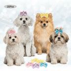 Bow & Crown Pet Hair Ties 20-Pack (Elastic Band, Cartoon, Soft Texture)
