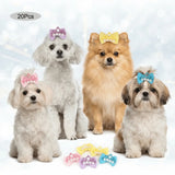 Bow & Crown Pet Hair Ties 20-Pack (Elastic Band, Cartoon, Soft Texture)