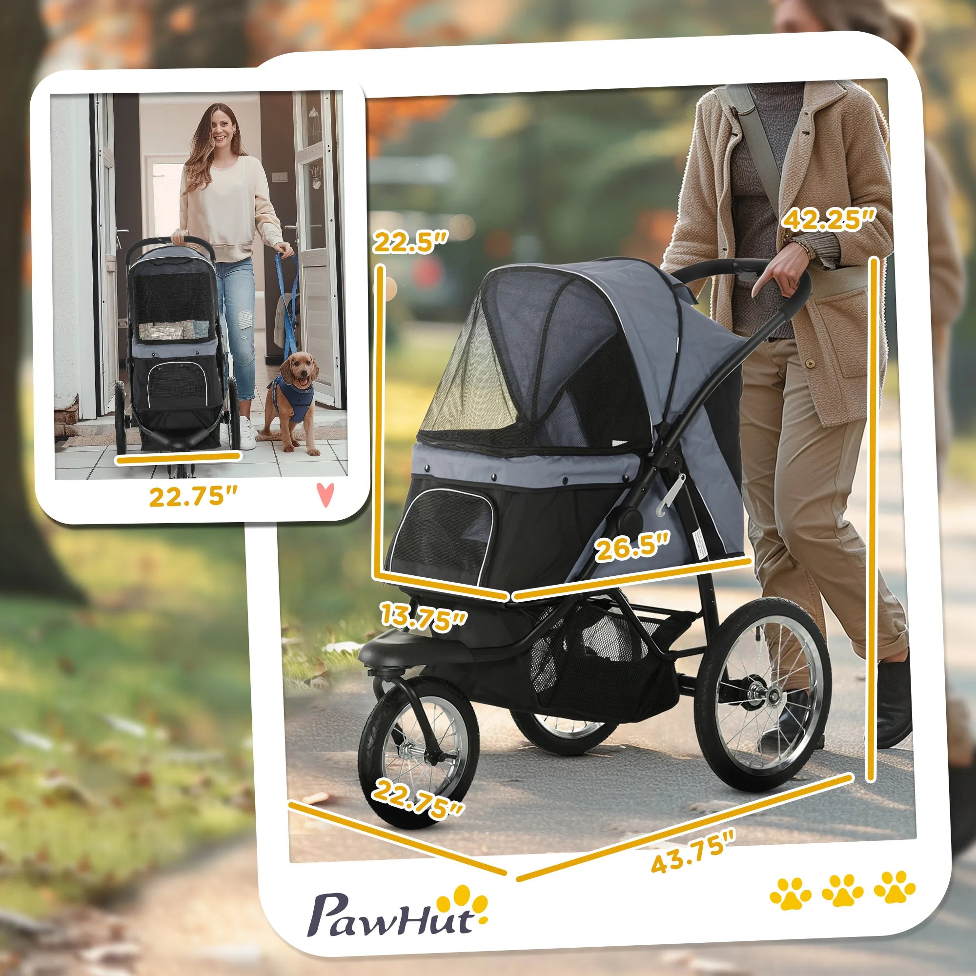 Foldable Pet Stroller for Small & Medium Dogs — Portable Outdoor Travel Carrier