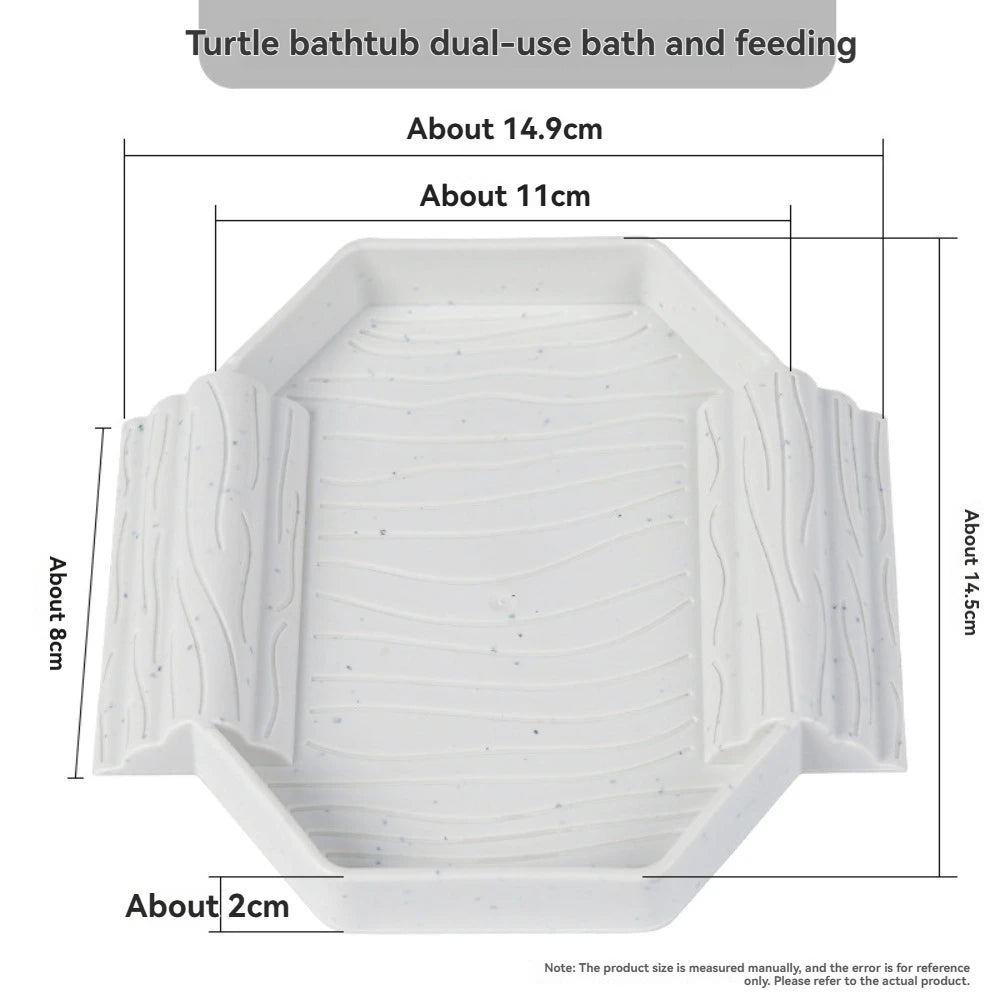 Dual-Use Turtle Bath Basin — Half-Water Habitat & Feeding Box