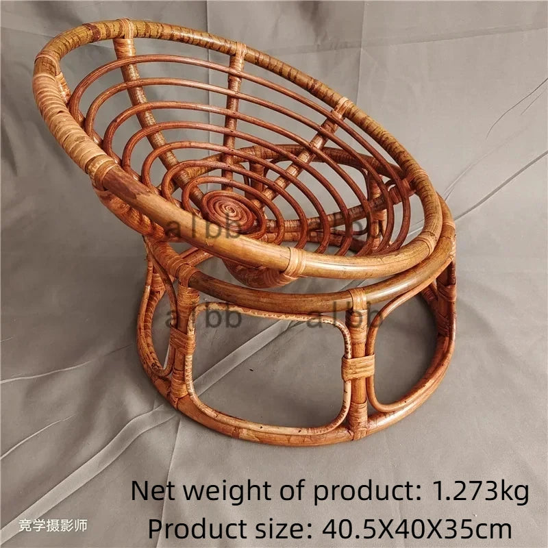 Elevated Round Rattan Cat Bed Chair with Photo Prop Design