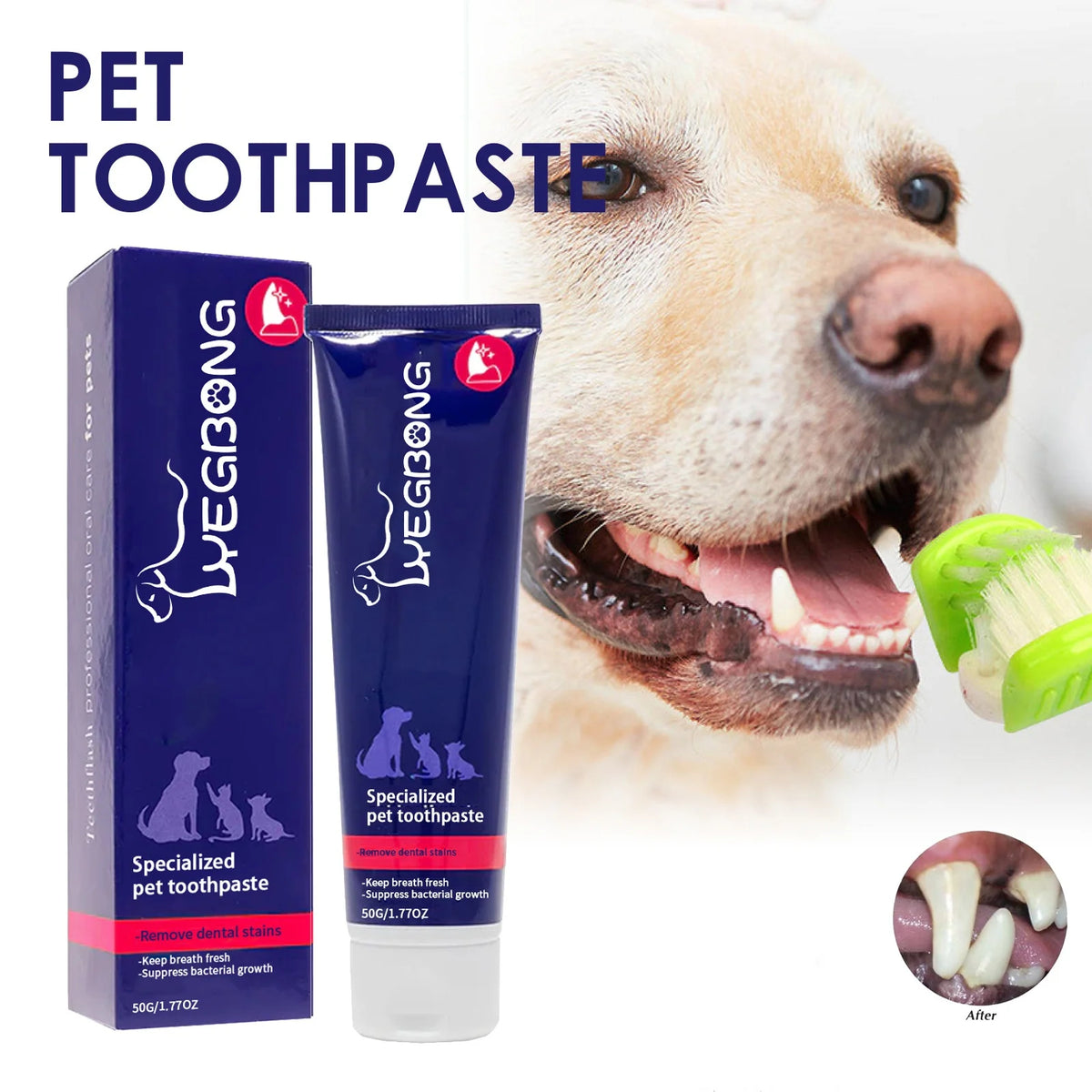 Teeth Brightening Toothpaste for Dogs & Cats — Fights Tartar & Bad Breath, 50g