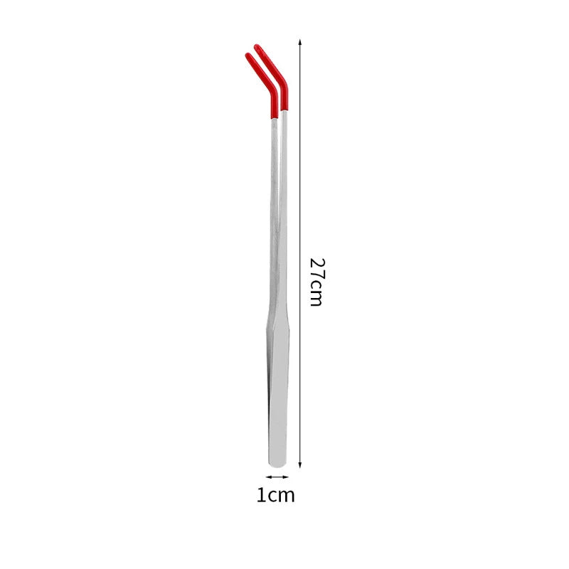 Stainless Steel Pet Feeding Tongs — Rubber-Tipped Tweezers for Reptiles