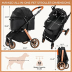 All-Terrain Pet Stroller with Aluminum & Carbon Steel Frame, Shock Absorbers, Sun Shades & Adjustable Handle