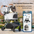 Lightweight Foldable 4-Wheel Pet Stroller for Medium, Large Dogs & Teddy Breeds
