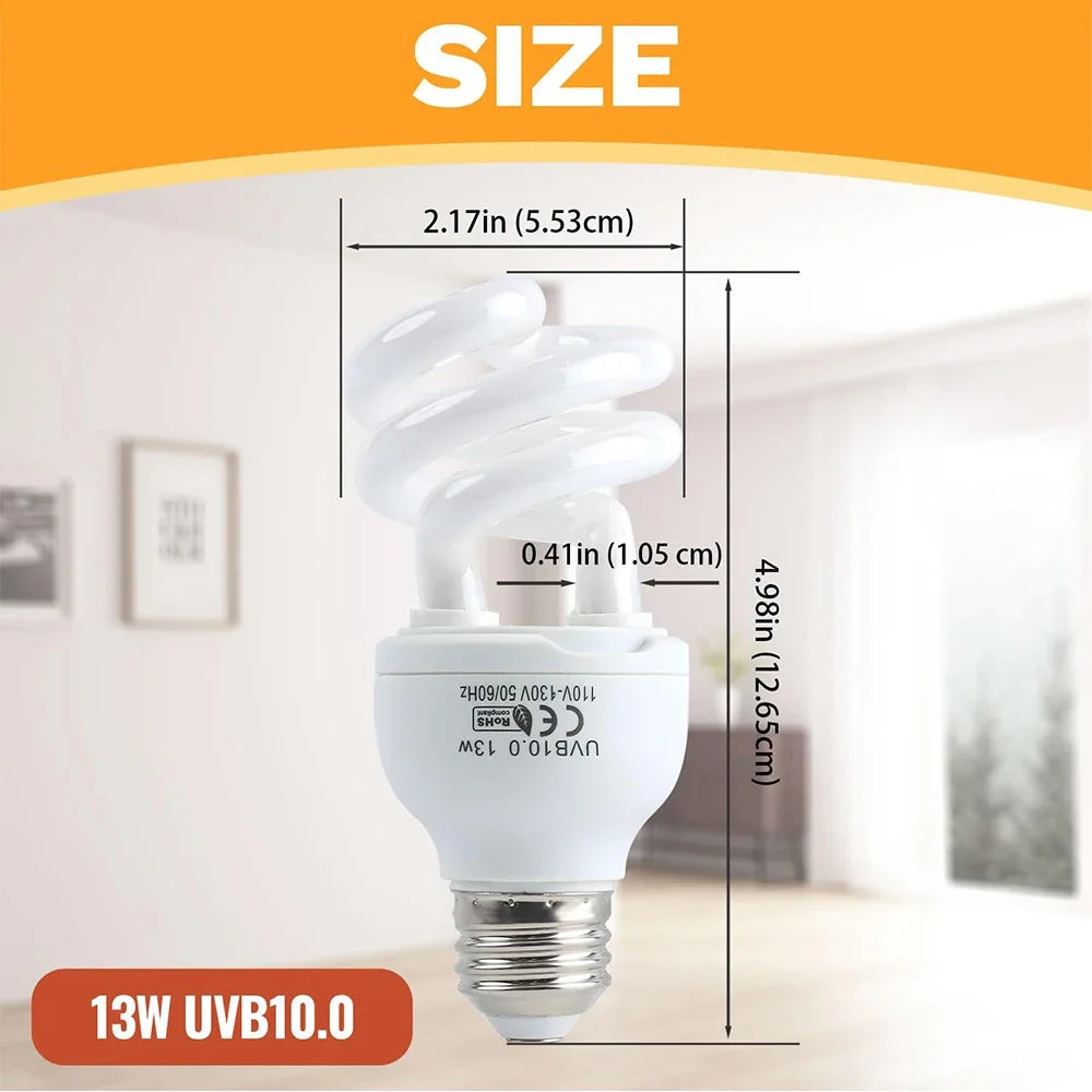 UVB Reptile Basking Lamp — Calcium & Vitamin D Light, 5.0/10.0/15.0