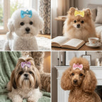Crown Style Pet Hair Bow Ties 20-Pack (Cartoon, Soft Elastic Band)