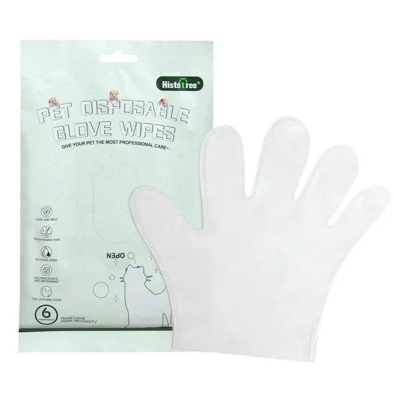 Wash-Free Pet Glove Towels — 6-Pack No-Rinse Deodorizing Wipes