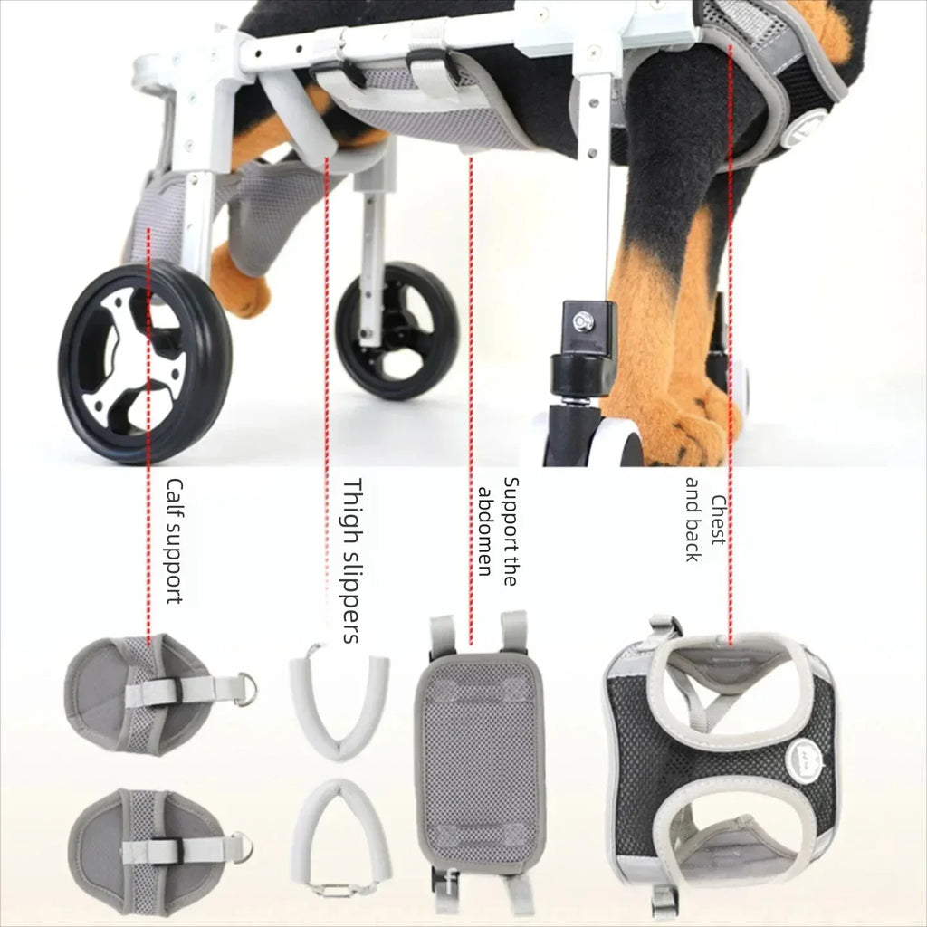 Adjustable Wheeled Pet Mobility Bracket for Disabled & Rehabilitating Dogs & Cats — Walking Aid Cart