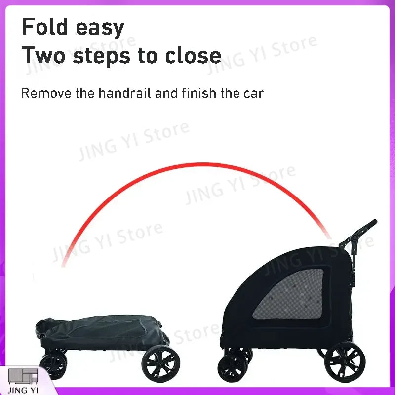 Large Capacity Foldable Dog Pet Stroller with Sunshade & Waterproof Fabric — Outdoor Travel Carrier