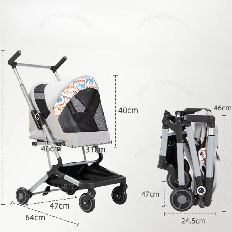 Ultra-Light Foldable Pet Stroller for Cats & Dogs — Dual-Pet