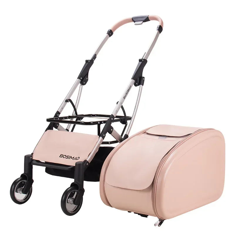 Transparent-Panel Foldable Pet Stroller for Small & Medium Dogs