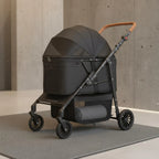 Foldable Large Dog Wagon with Adjustable Handle, 360° Swivel Wheels & Easy-Clean Interior