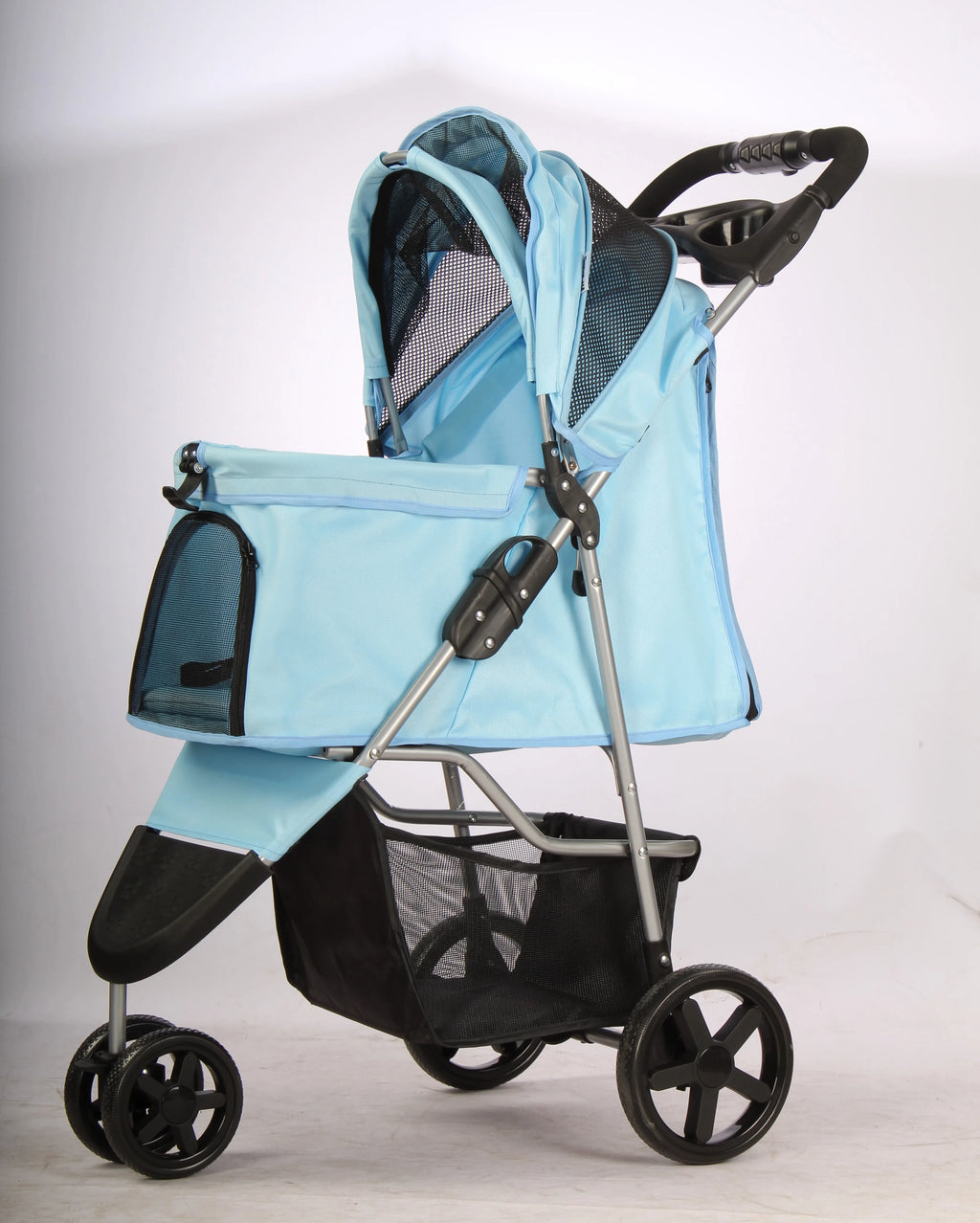 Luxury 3-Wheel Foldable Pet Stroller Trolley for Cats & Dogs — Premium Easy-Fold Outdoor Walking Cart