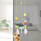 Hanging Cat Toy with Telescoping Rope & Feather — Interactive Kitten Scratch & Play Simulation Toy