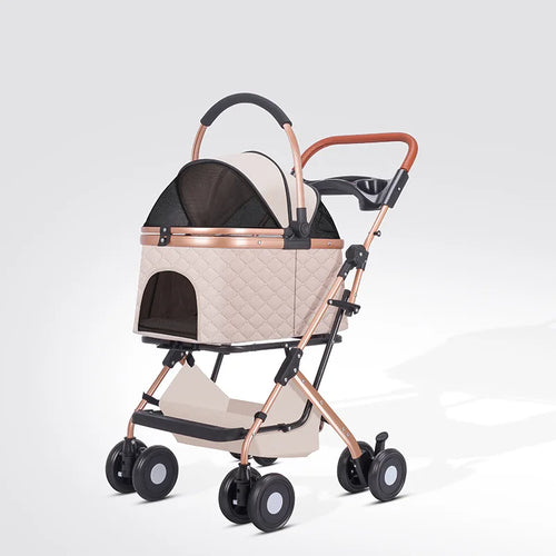 Pet Cart Dog Cat Teddy Baby Cart Outdoor Small Pet Cart Lightweight Foldable Outdoor Travel Stroller Carrier