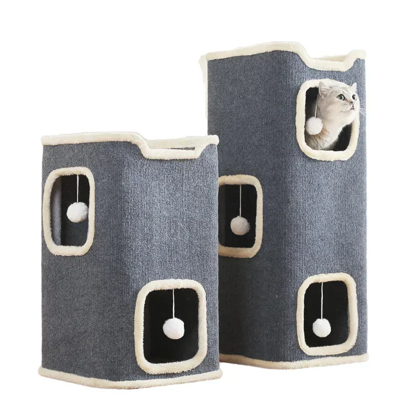 Cozy Cat Cave Bed with Hideaway Hut, Washable