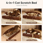 26in Cat Scratcher Lounger with Reversible Pads & Toys