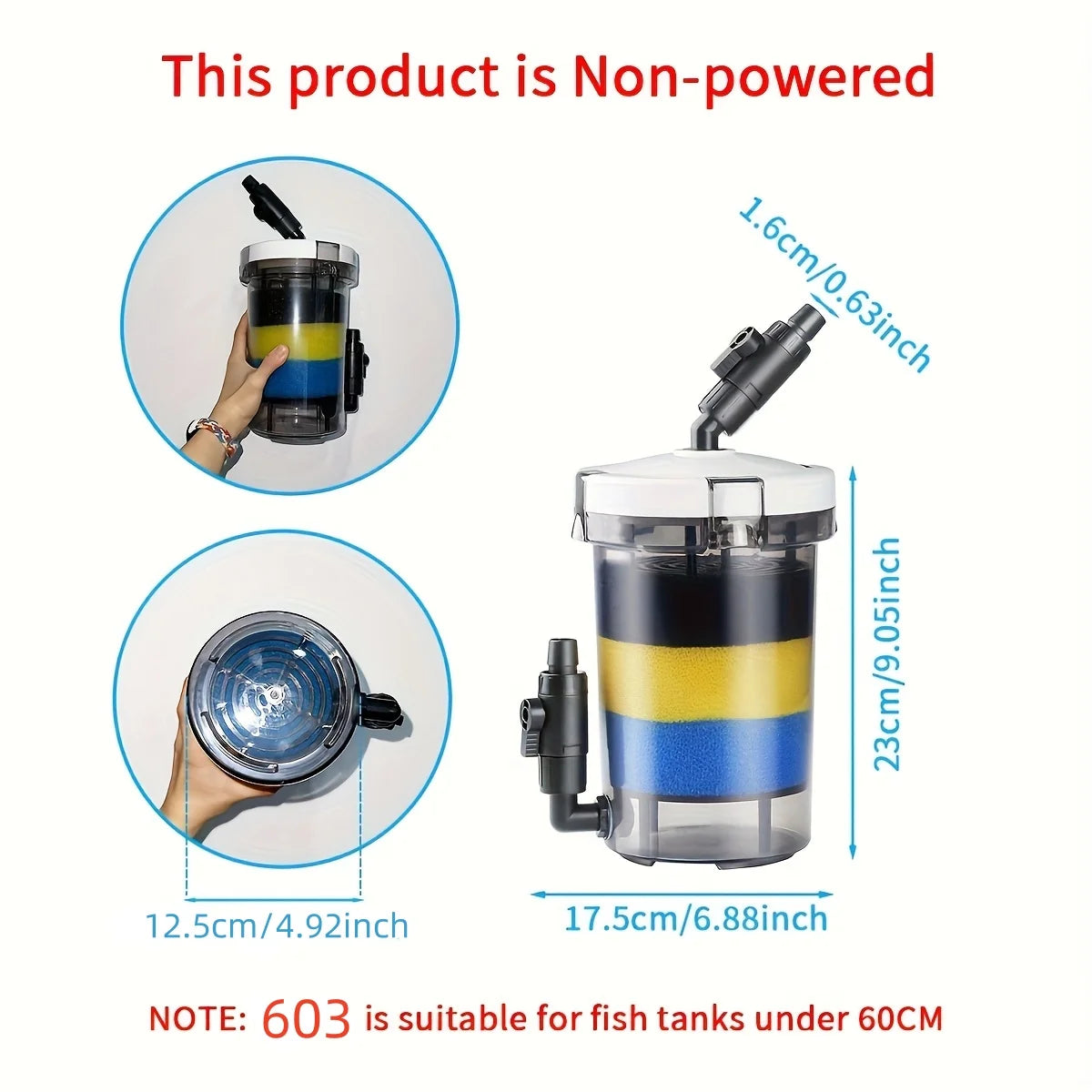 SUNSUN External Aquarium Filter Canister (Silent, Freshwater & Saltwater, 55 Gal)