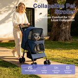 Wholesale Foldable Pet Stroller for Small Dogs Cats Under 28lbs Lightweight Travel Dog Cat Carrier with Storage Basket