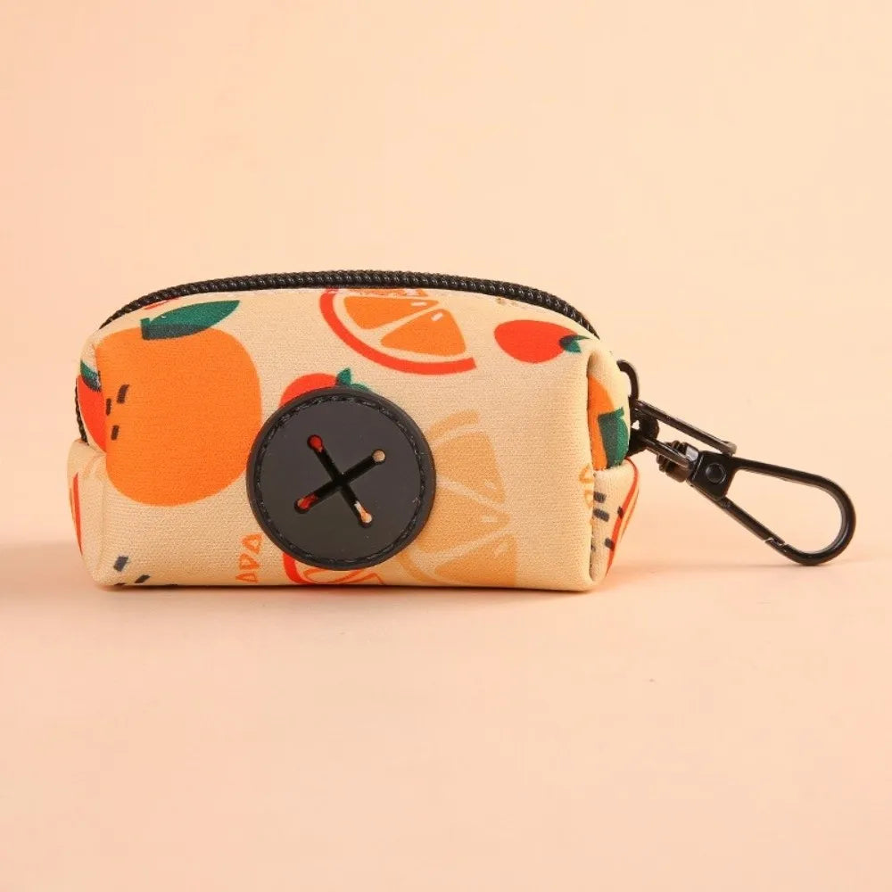 Fruit Pattern Poop Bag Holder (Waterproof, Buckle, Zipper Closure)