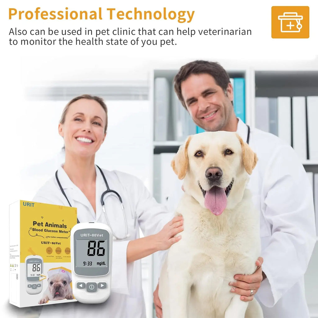 Pet Blood Glucose Monitor Kit for Dogs & Cats - Pain-Free No-Coding System