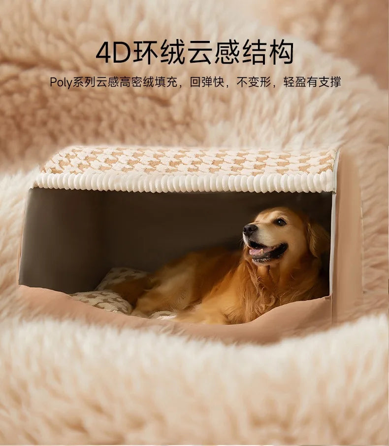 Quilted Winter Dog Den Bed