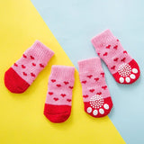 Winter Dog Socks 4-Pack (Anti-Slip Tiger Design Booties)