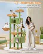 71-Inch Cat Tree Tower with 8 Scratching Posts & Hammock
