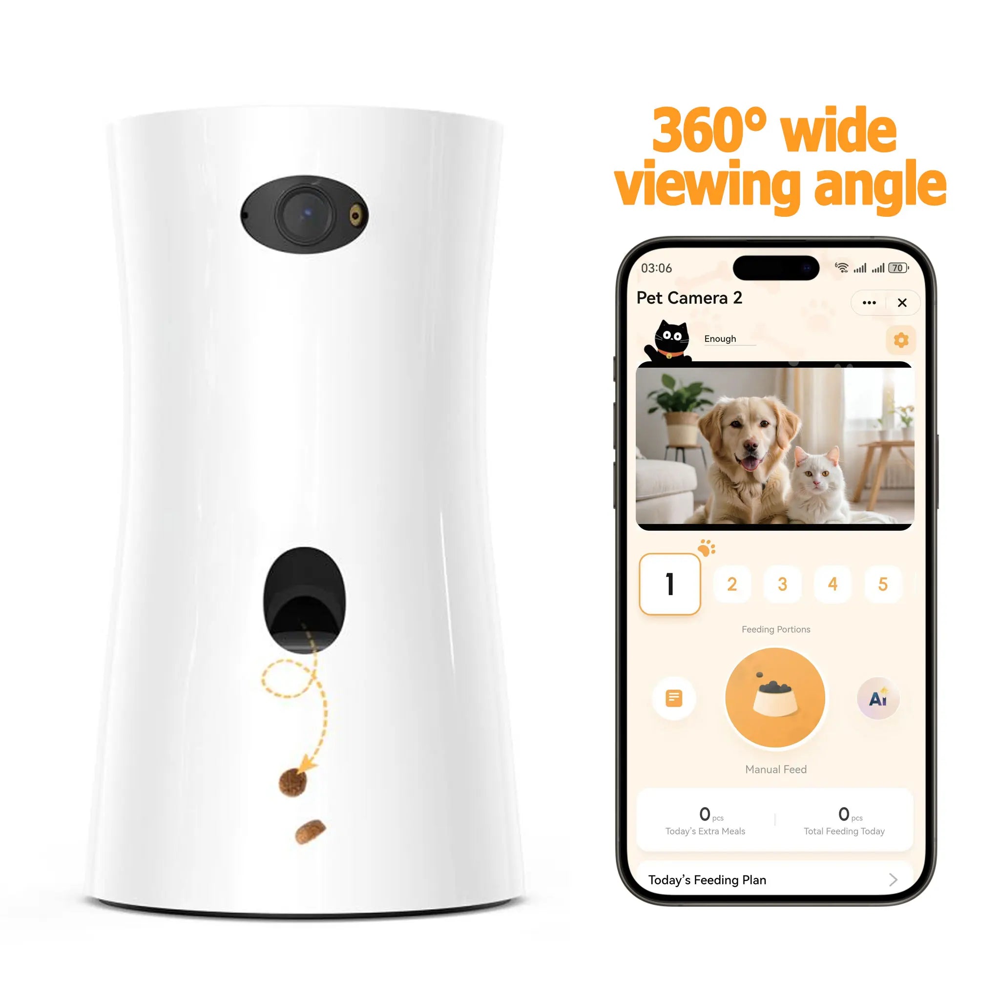 Smart Pet Camera with Treat Tossing, 1080P FHD, Night Vision & 2-Way Audio