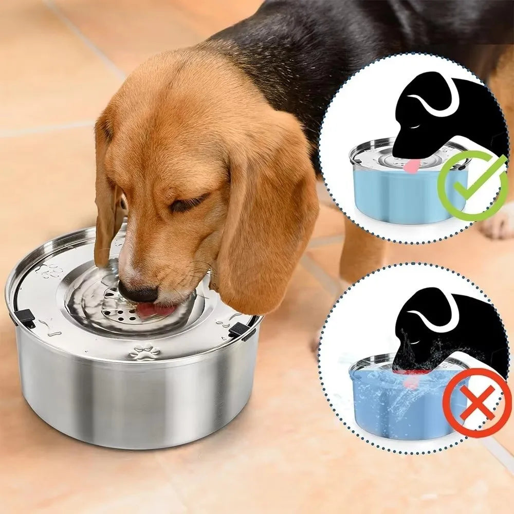 Stainless Steel Anti-Spill Dog Water Bowl (Non-Slip, Portable)