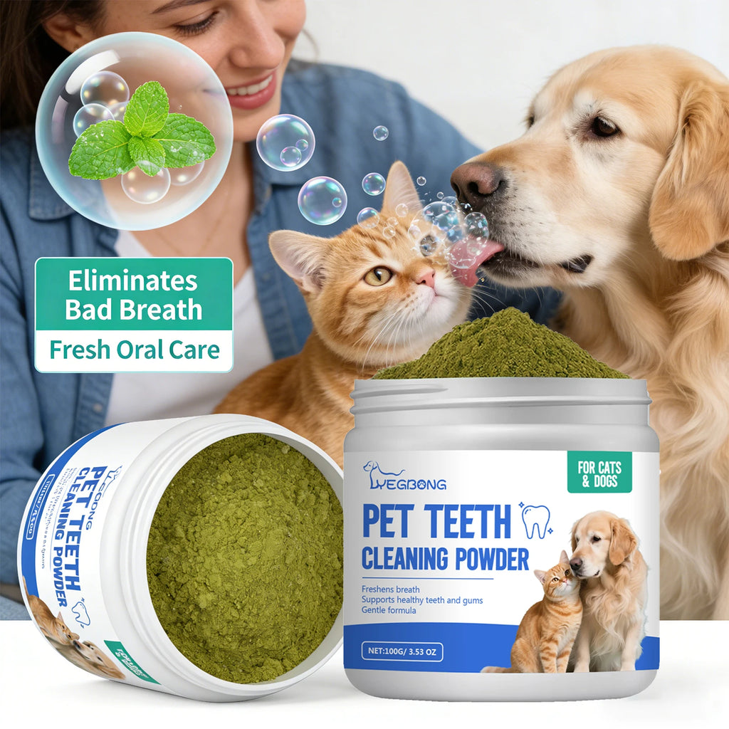 Deep-Clean Pet Teeth Powder — Dissolves Plaque & Eliminates Odor, 100g