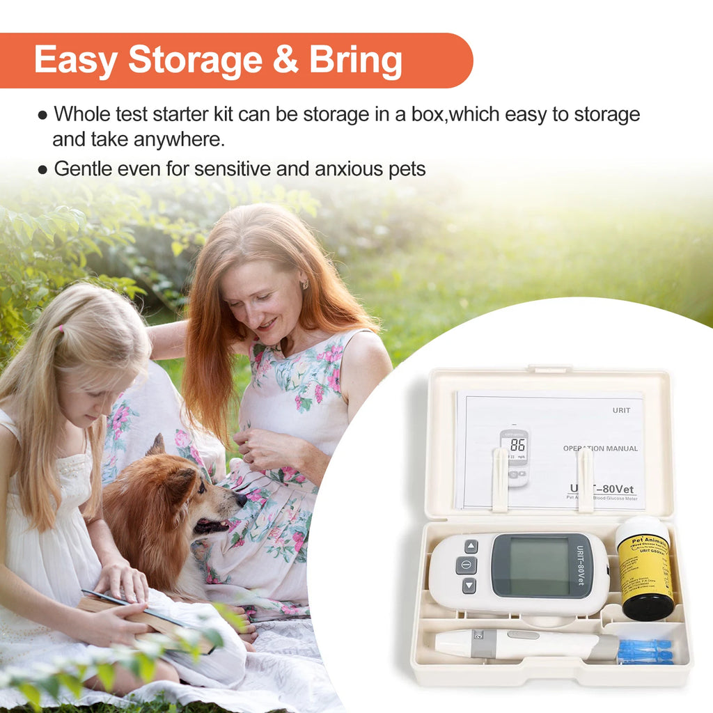 Pet Blood Glucose Monitor Kit for Dogs & Cats - Pain-Free No-Coding System