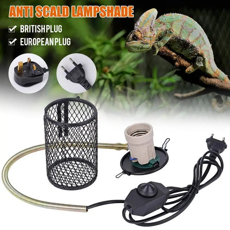 Reptile Heat Lamp Guard — Anti-Scalding Ceramic Lampshade Set, 220V