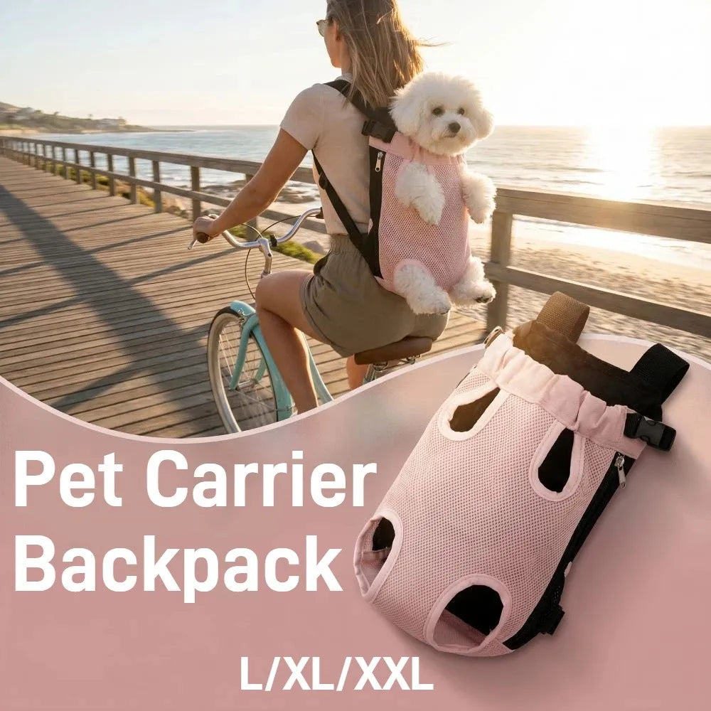 Portable Dog Front Carrier Bag (Breathable Mesh, Double Shoulder)