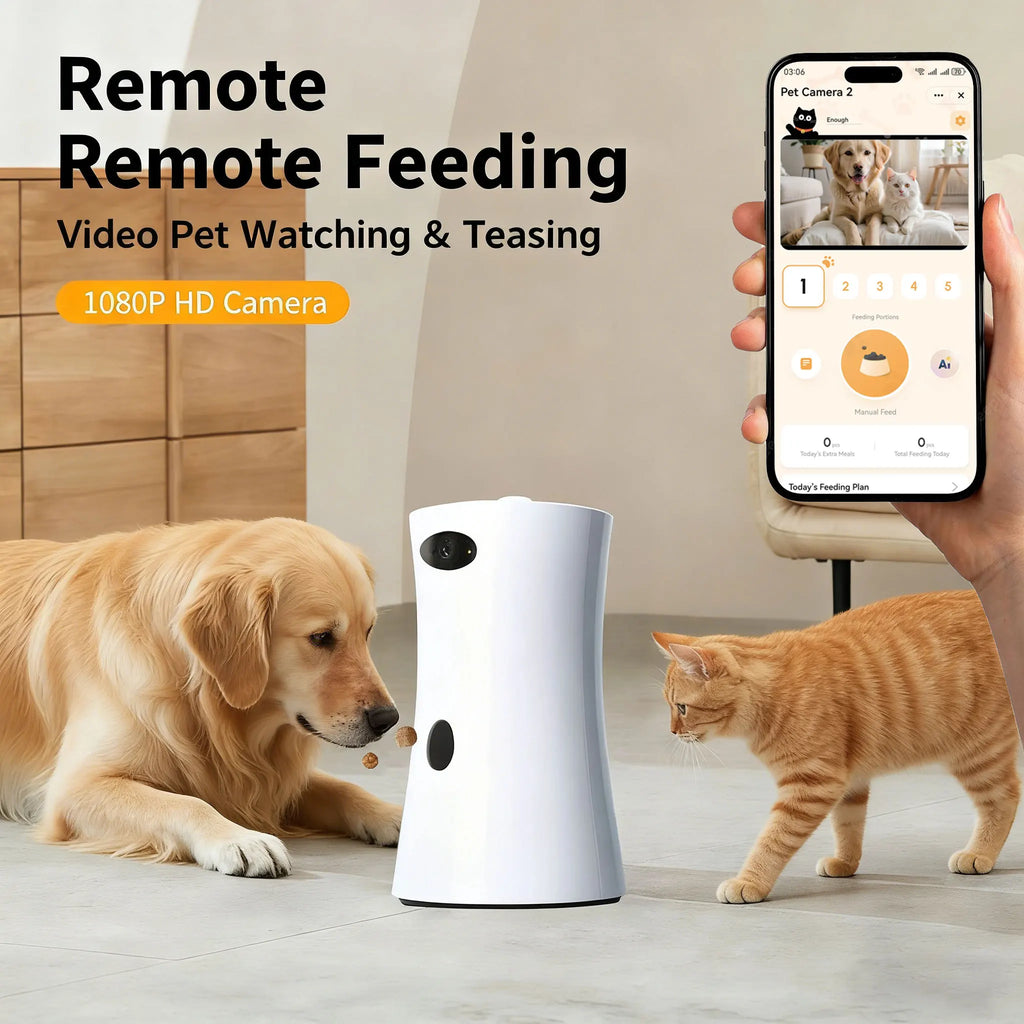 Smart Pet Camera with Treat Tossing, 1080P FHD, Night Vision & 2-Way Audio
