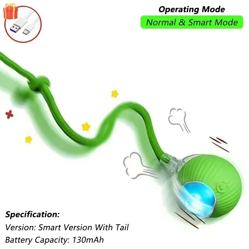 Automatic Rolling Ball Cat Toy with Tail