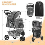Lightweight 3-Wheel Foldable Pet Jogger Stroller with Breathable Mesh — Max 33 lbs