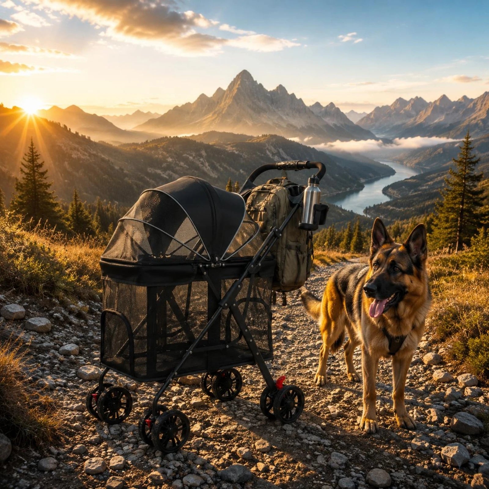 Multi-Purpose Easy-Fold Pet Stroller with Sturdy Frame & Mesh Ventilation — Outdoor Walk Carrier for Dogs & Cats