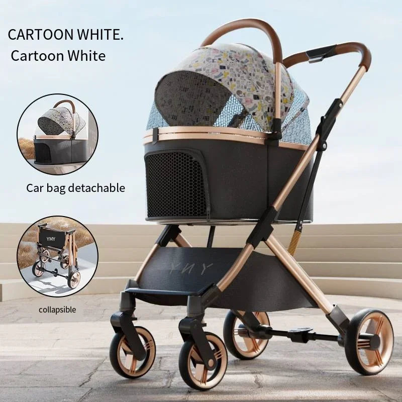 Separable Pet Stroller with Detachable Multifunctional Bag — One-Click Fold Cat & Dog Travel Cart