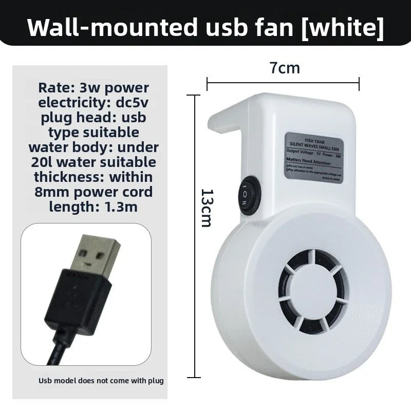Mini USB Aquarium Cooling Fan (5V, 3W, Speed Regulation, Fish Tank Cooling)